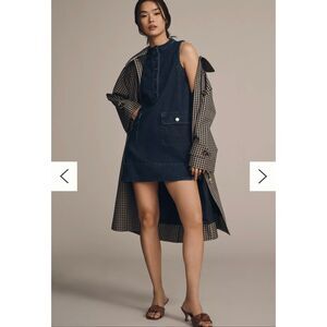 ALIGNE Luella Denim Mini Dress Anthropologie Oversized Utility US 12